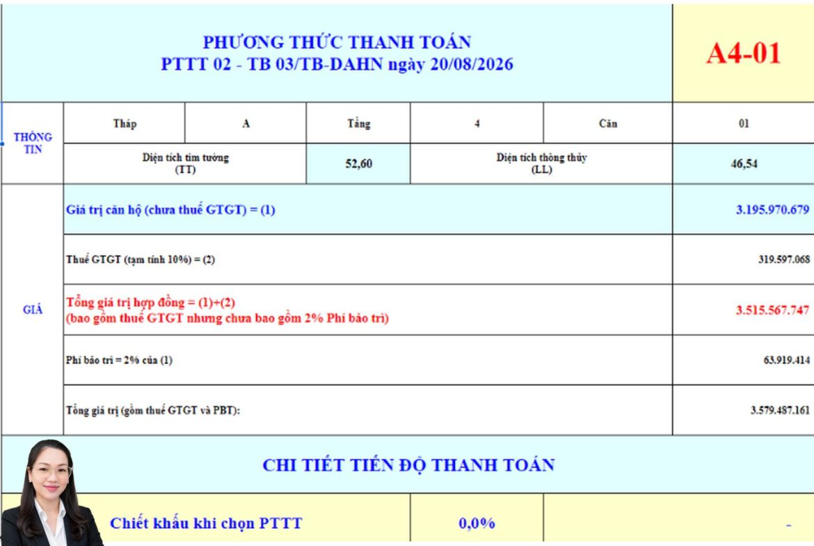 Báo giá căn hộ sân vườn Bcons Aria A4-01 – Sân vườn riêng 68,28m²
