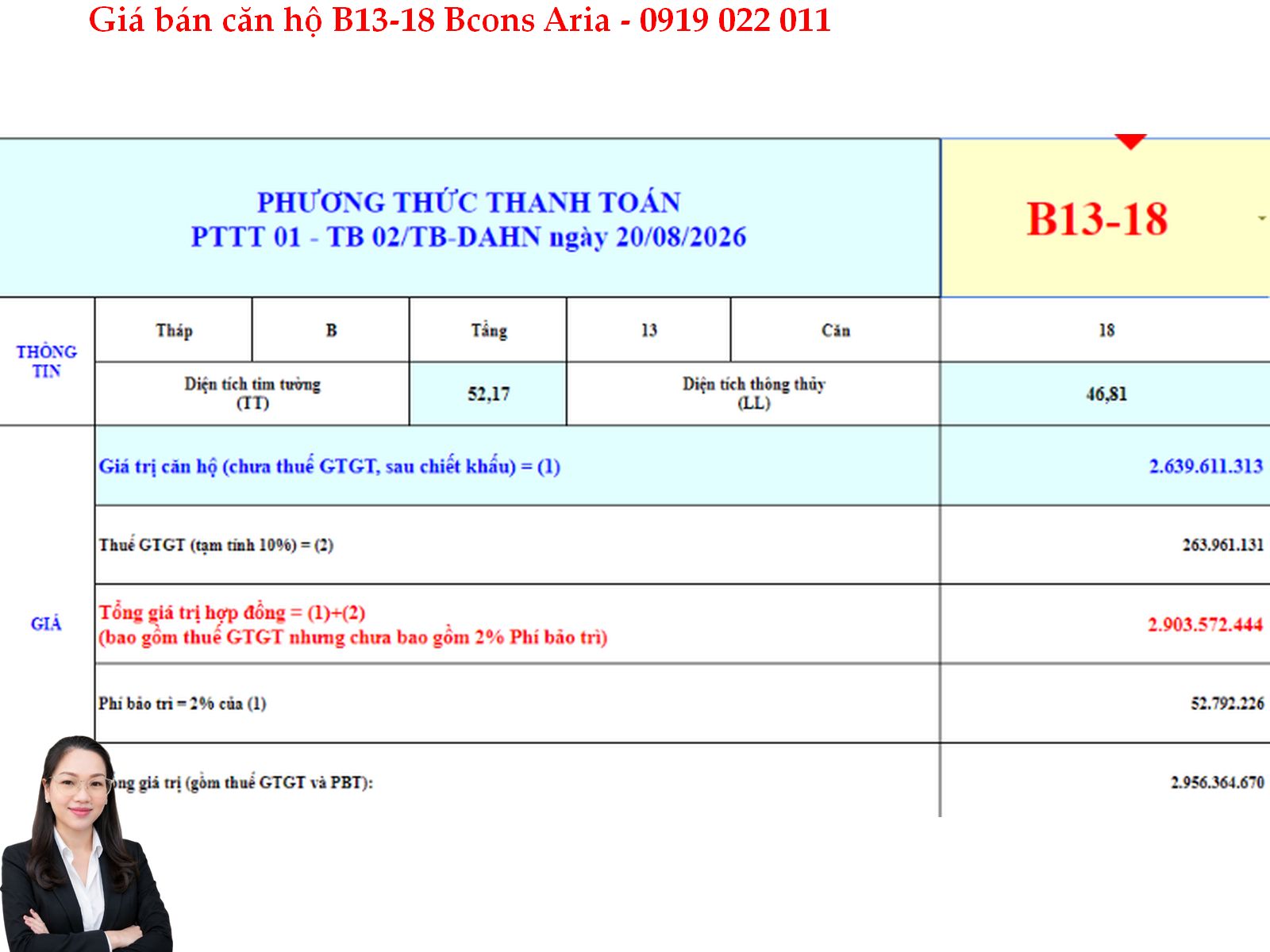 BCONS ARIA CẬP NHẬT GIÁ CĂN HỘ B13-18 – CĂN HỘ CẠNH LÀNG ĐẠI HỌC GIÁ RẺ