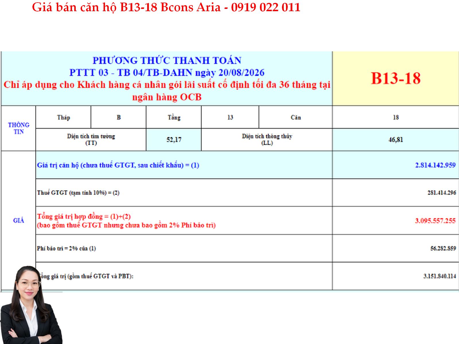 BCONS ARIA CẬP NHẬT GIÁ CĂN HỘ B13-18 – CĂN HỘ CẠNH LÀNG ĐẠI HỌC GIÁ RẺ