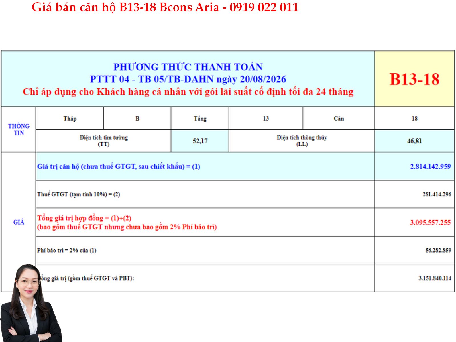 BCONS ARIA CẬP NHẬT GIÁ CĂN HỘ B13-18 – CĂN HỘ CẠNH LÀNG ĐẠI HỌC GIÁ RẺ
