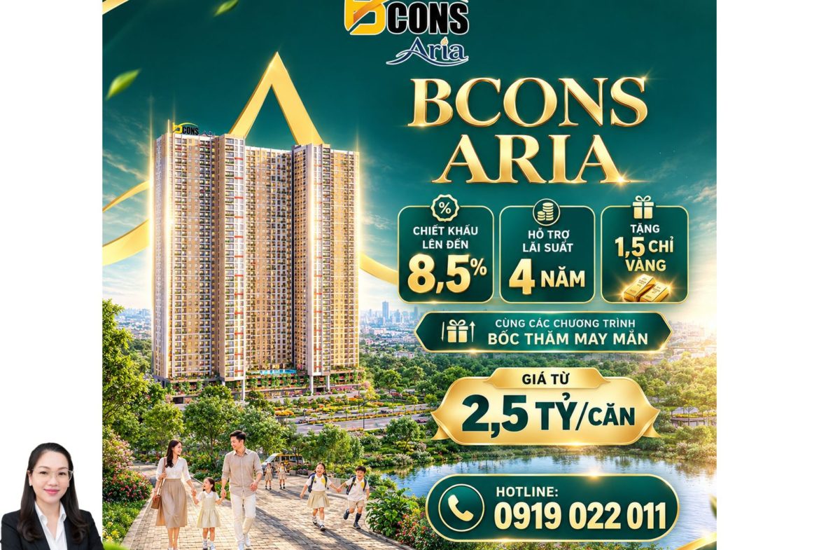 Báo giá căn hộ Bcons Aria A11-07: Diện tích 52,13m², giá từ 2,96 tỷ đồng